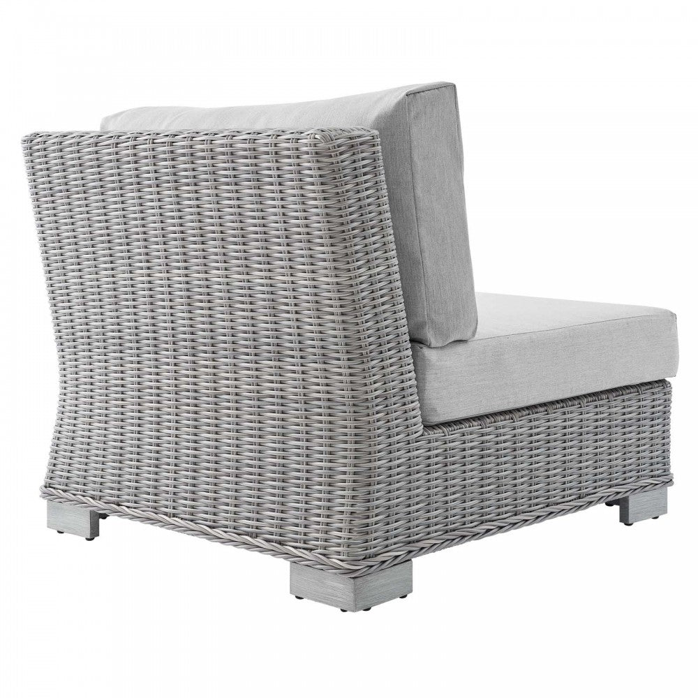 Conway Sunbrella Outdoor Patio Wicker Rattan Armless Chair, Light Gray Gray