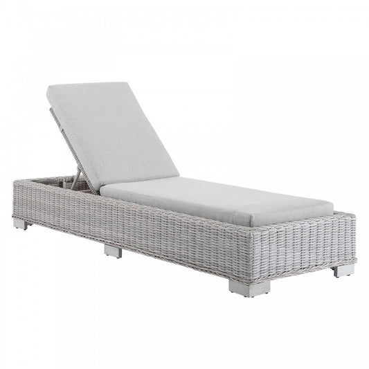 Conway Sunbrella Outdoor Patio Wicker Rattan Chaise Lounge, Light Gray Gray