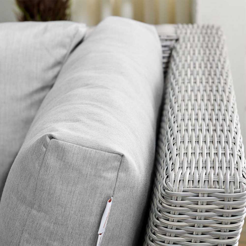 Conway Sunbrella Outdoor Patio Wicker Rattan Corner Chair, Light Gray Gray