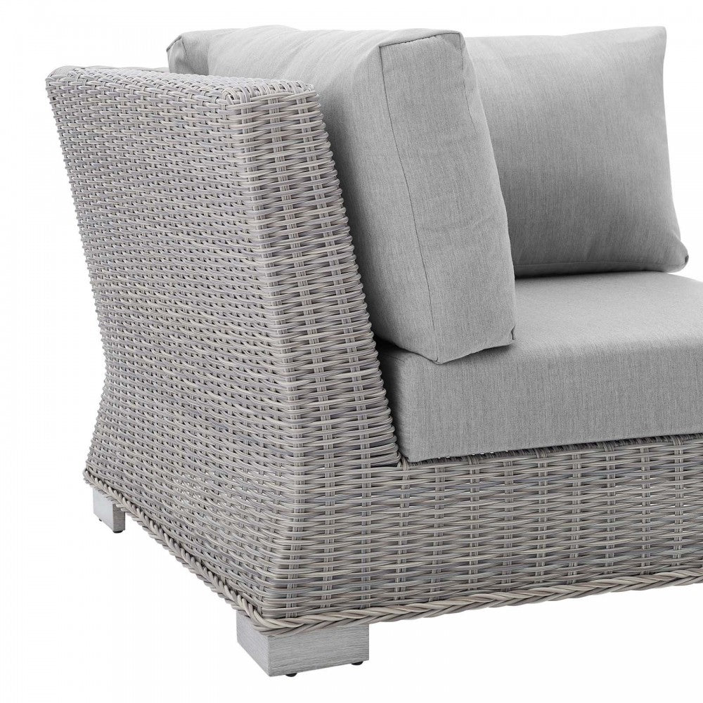Conway Sunbrella Outdoor Patio Wicker Rattan Corner Chair, Light Gray Gray