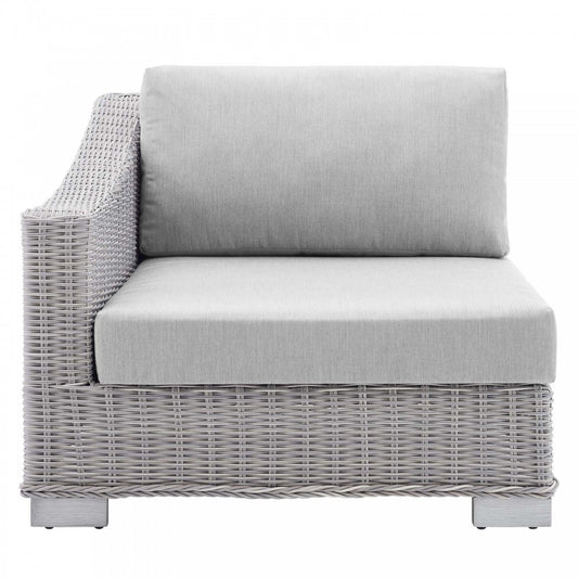 Conway Sunbrella Outdoor Patio Wicker Rattan Left-Arm Chair, Light Gray Gray