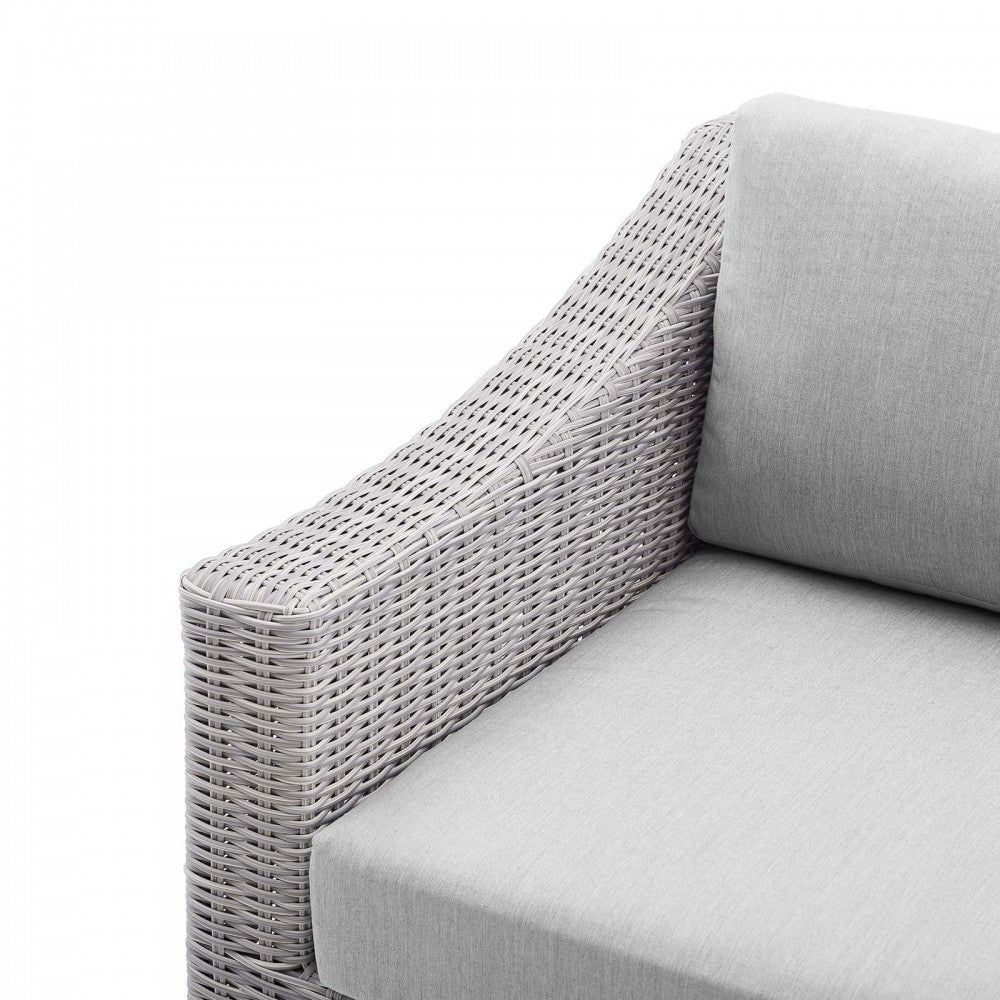Conway Sunbrella Outdoor Patio Wicker Rattan Left-Arm Chair, Light Gray Gray