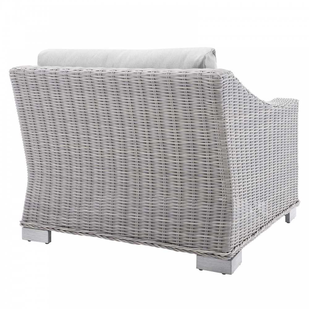Conway Sunbrella Outdoor Patio Wicker Rattan Left-Arm Chair, Light Gray Gray