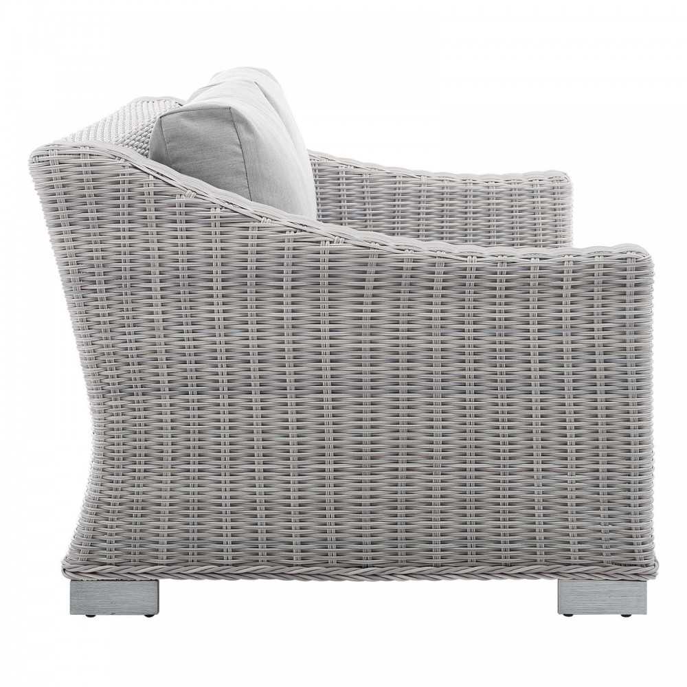 Conway Sunbrella Outdoor Patio Wicker Rattan Loveseat, Light Gray Gray