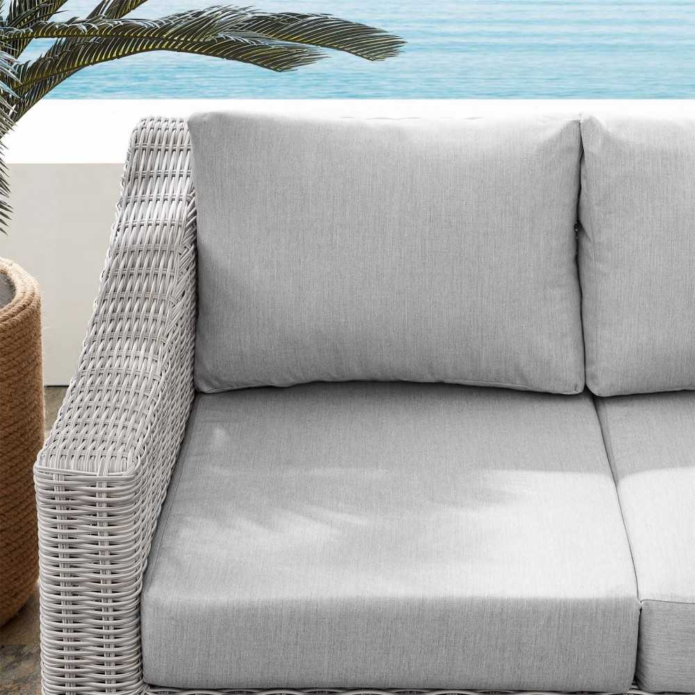 Conway Sunbrella Outdoor Patio Wicker Rattan Loveseat, Light Gray Gray