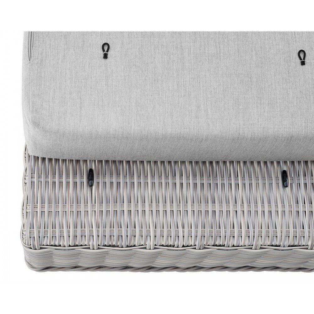 Conway Sunbrella Outdoor Patio Wicker Rattan Ottoman, Light Gray Gray