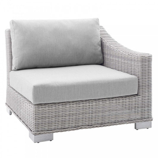 Conway Sunbrella Outdoor Patio Wicker Rattan Right-Arm Chair, Light Gray Gray