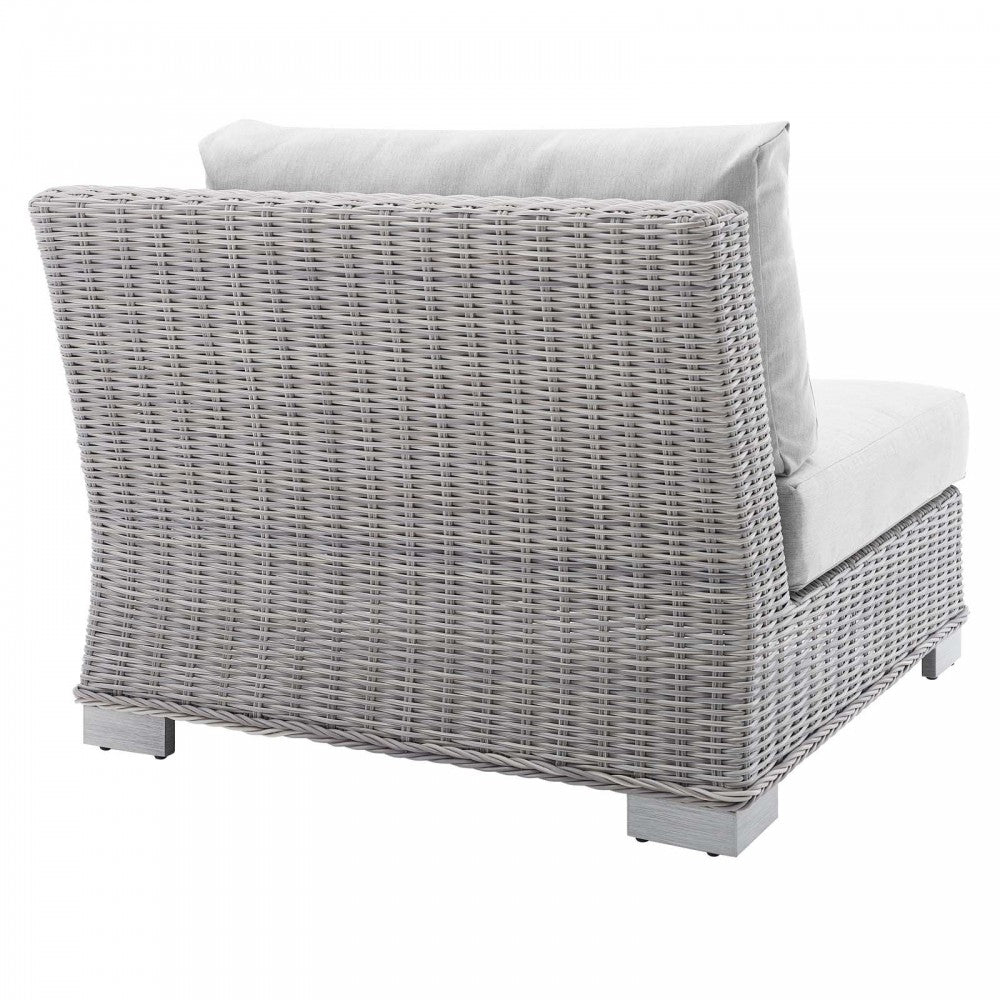 Conway Sunbrella Outdoor Patio Wicker Rattan Right-Arm Chair, Light Gray Gray