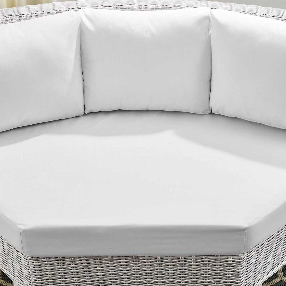 Conway Sunbrella Outdoor Patio Wicker Rattan Round Corner Chair, Light Gray White