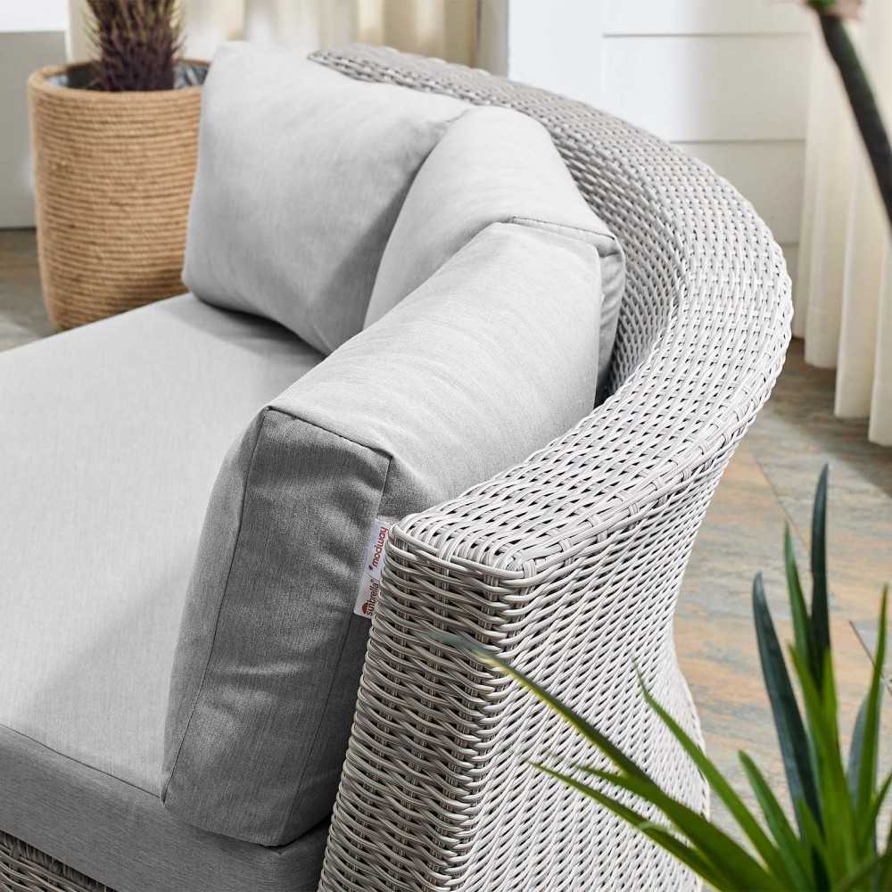 Conway Sunbrella Outdoor Patio Wicker Rattan Round Corner Chair, Light Gray Gray