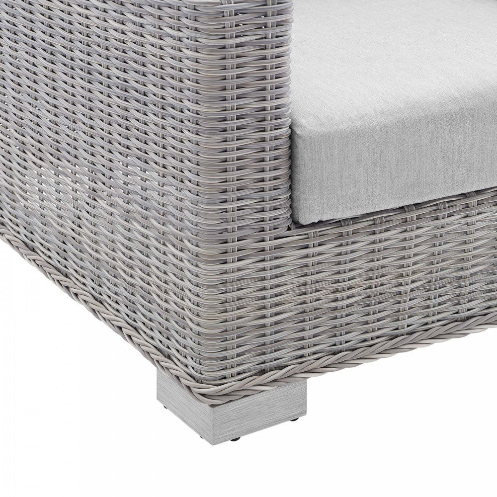 Conway Sunbrella Outdoor Patio Wicker Rattan Sofa, Light Gray Gray