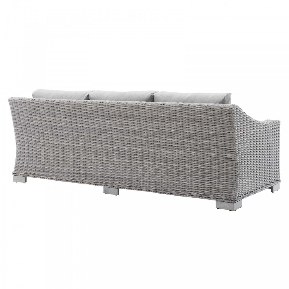 Conway Sunbrella Outdoor Patio Wicker Rattan Sofa, Light Gray Gray