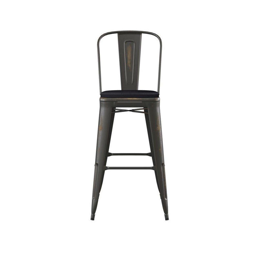 Copper Metal Stool-Black Seat