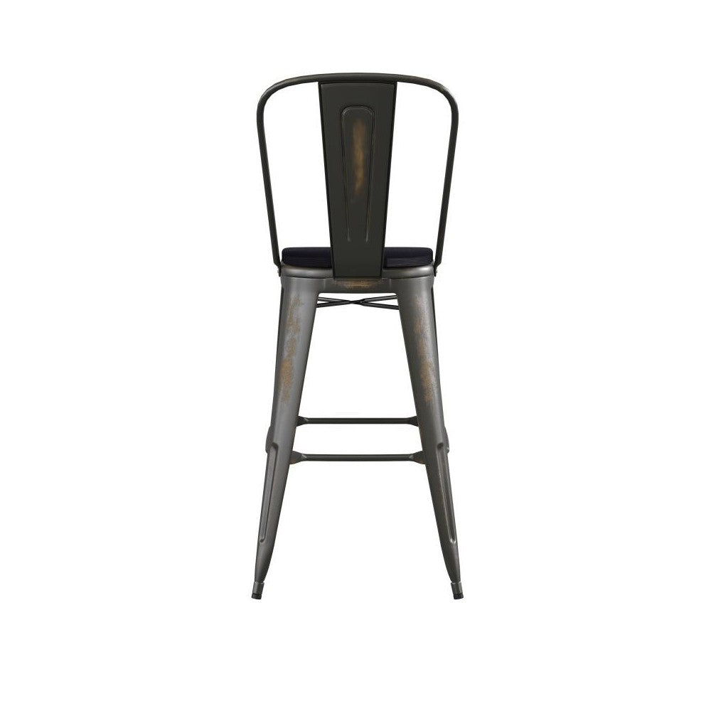 Copper Metal Stool-Black Seat