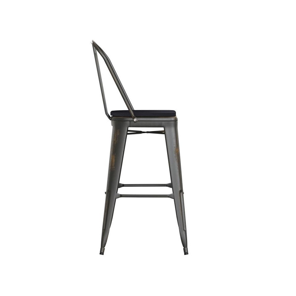 Copper Metal Stool-Black Seat