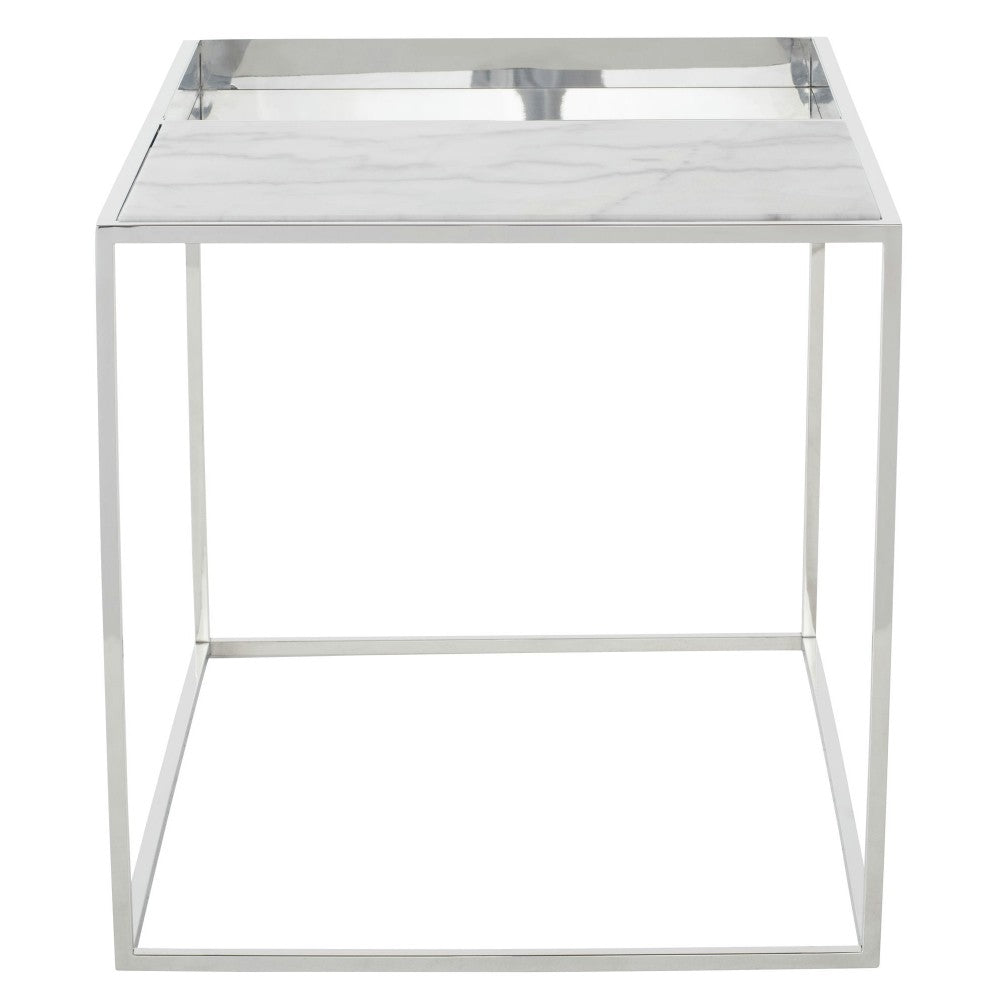 Corbett White Stone Side Table, HGNA522