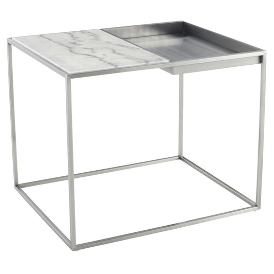 Corbett White Stone Side Table, HGNA525