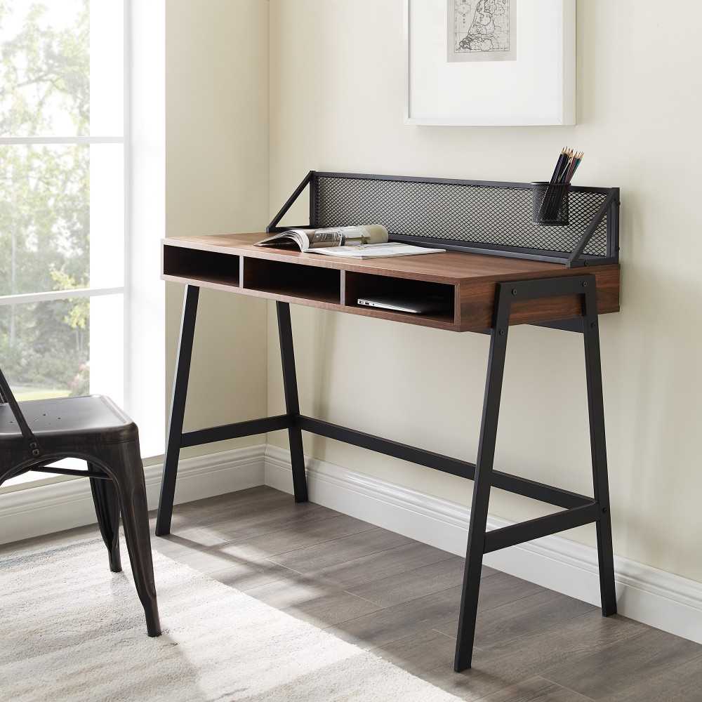 Corbin 42" Mesh Back Writing Desk - Dark Walnut