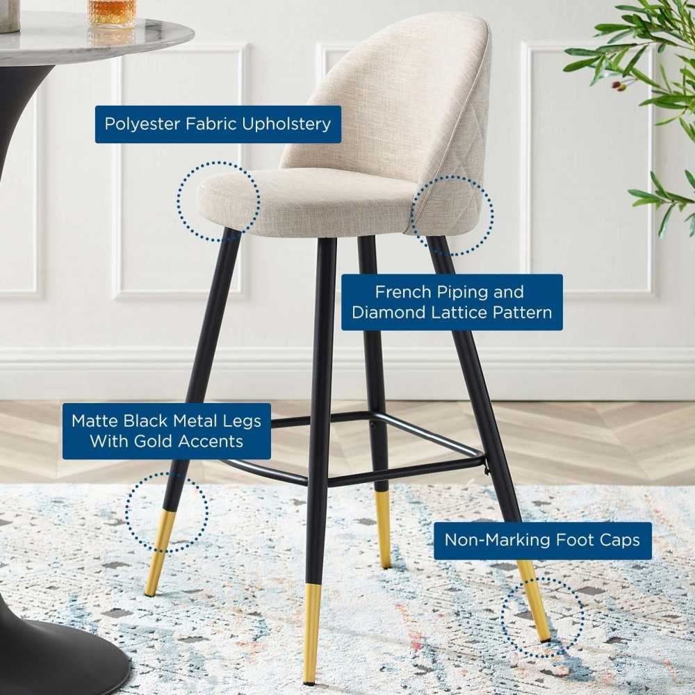 Cordial Fabric Bar Stools - Set of 2, Beige