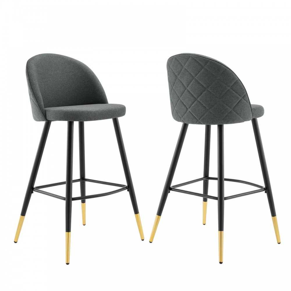 Cordial Fabric Bar Stools - Set of 2, Gray
