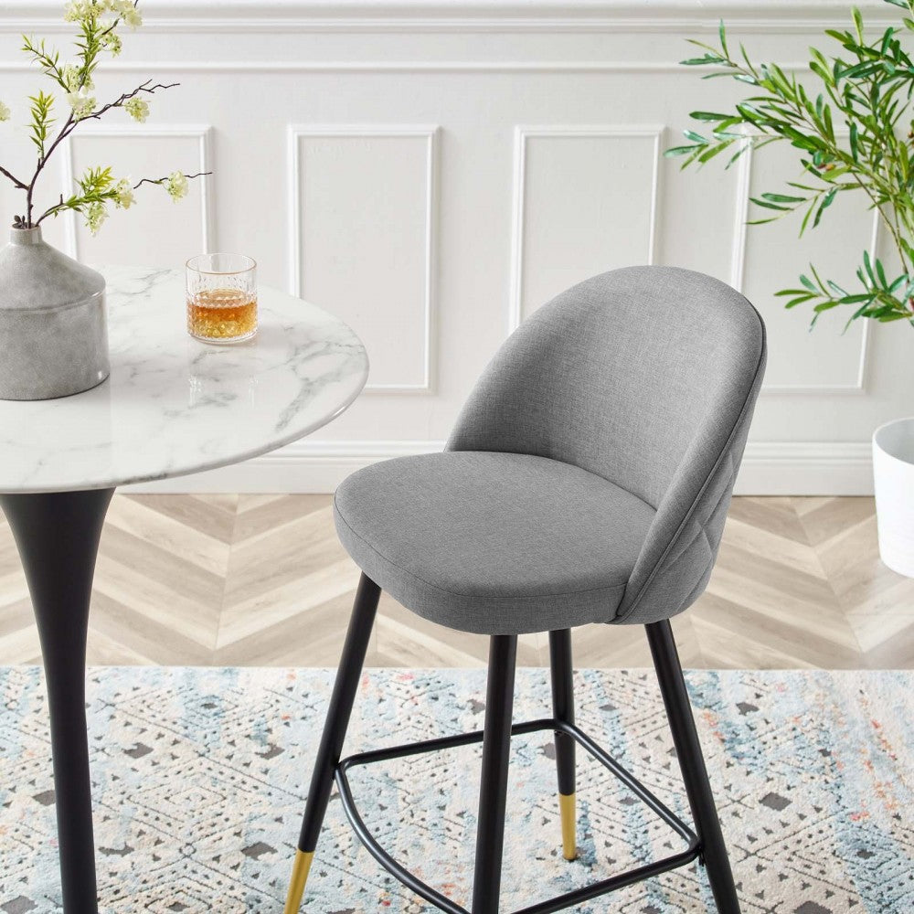 Cordial Fabric Bar Stools - Set of 2, Light Gray