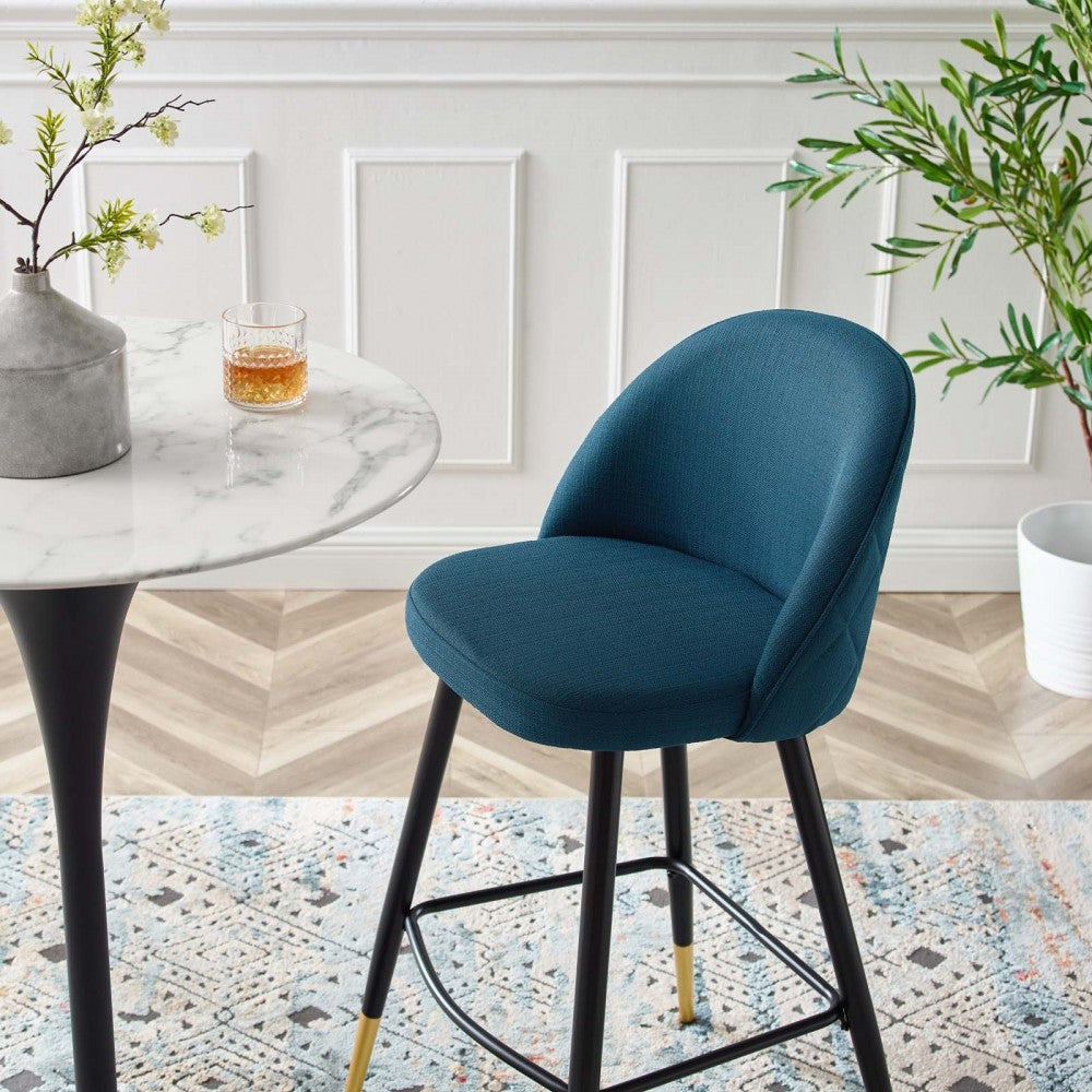 Cordial Fabric Bar Stools - Set of 2, Azure