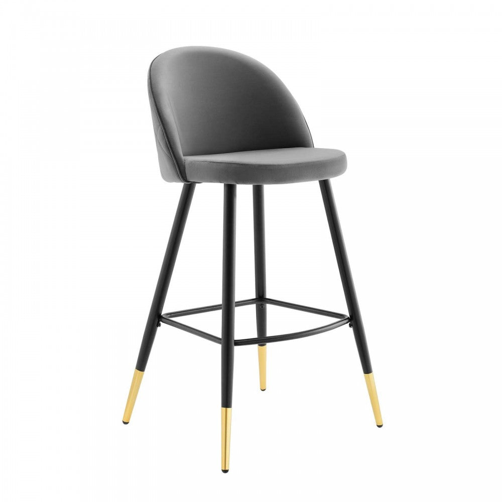 Cordial Performance Velvet Bar Stools - Set of 2, Gray