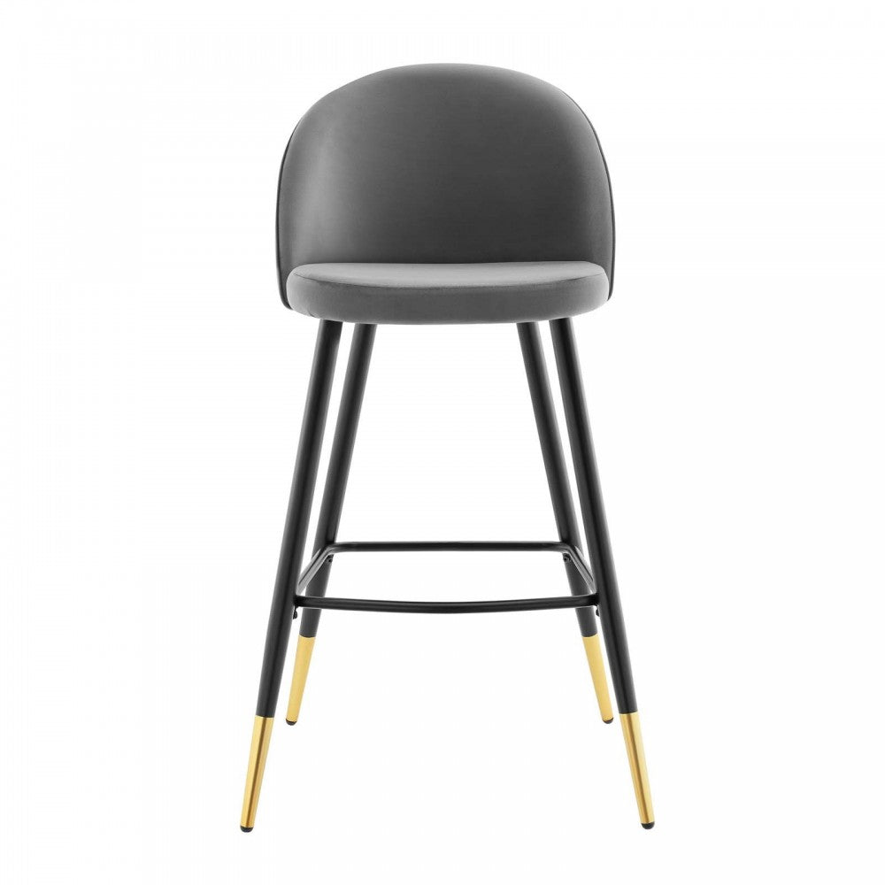 Cordial Performance Velvet Bar Stools - Set of 2, Gray