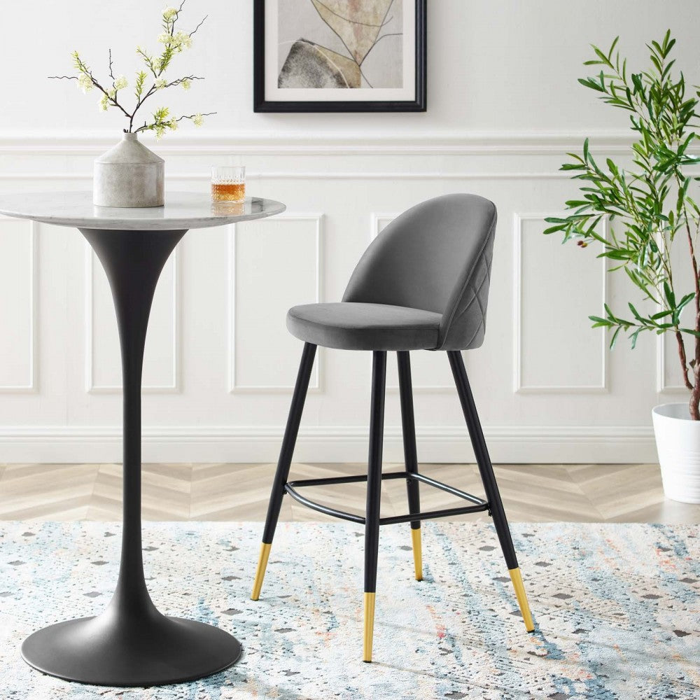 Cordial Performance Velvet Bar Stools - Set of 2, Gray