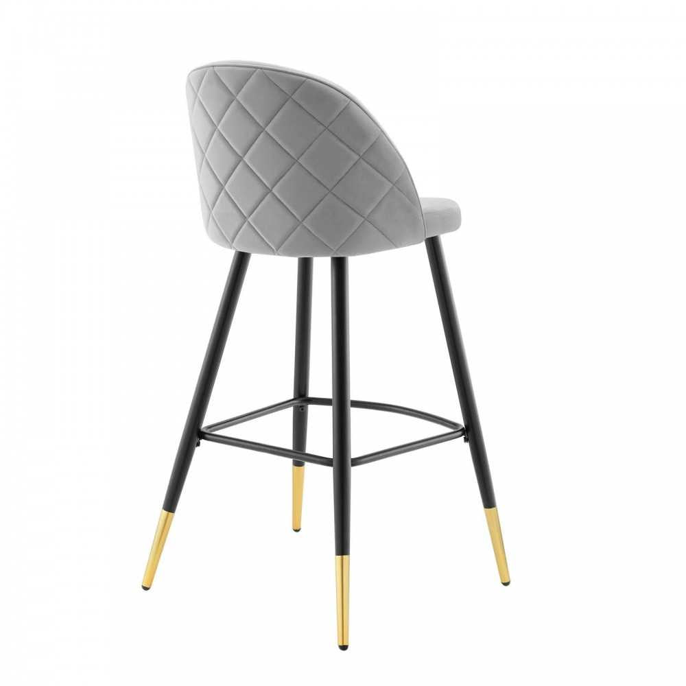 Cordial Performance Velvet Bar Stools - Set of 2, Light Gray