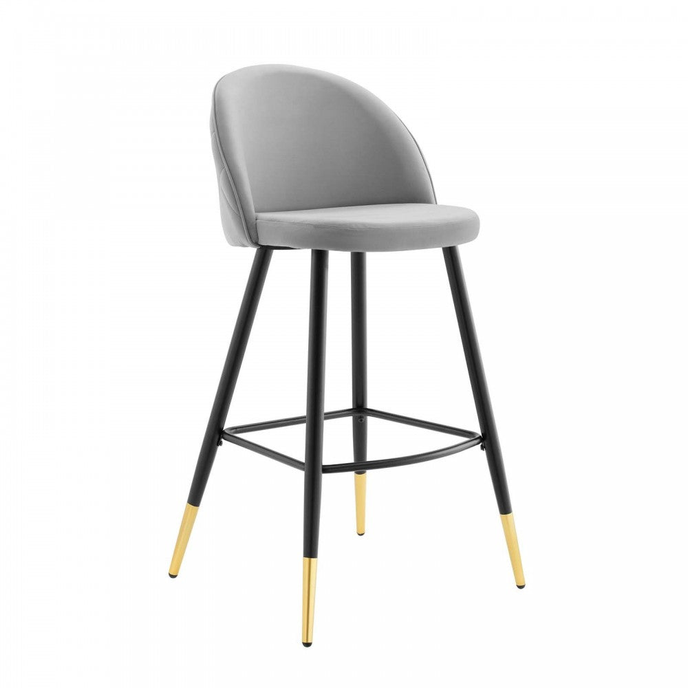 Cordial Performance Velvet Bar Stools - Set of 2, Light Gray