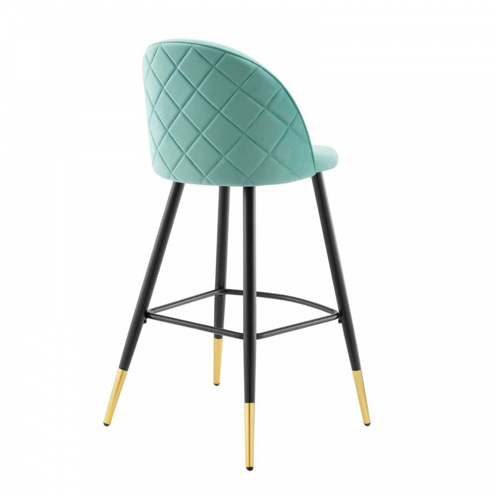 Cordial Performance Velvet Bar Stools - Set of 2, Mint