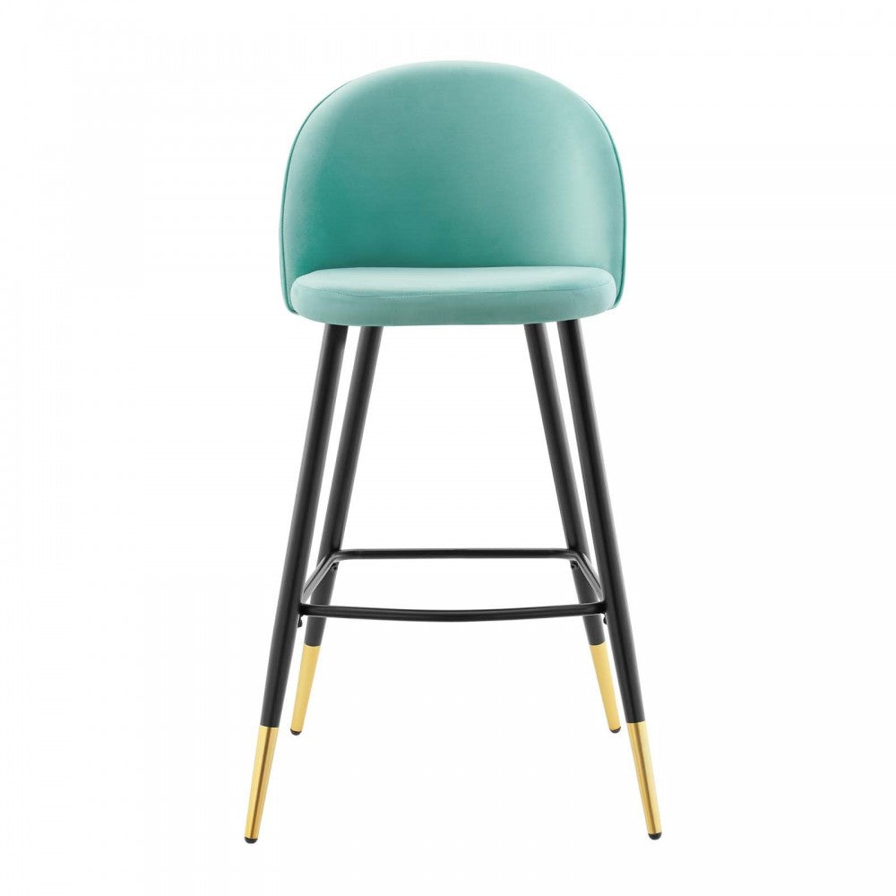 Cordial Performance Velvet Bar Stools - Set of 2, Mint