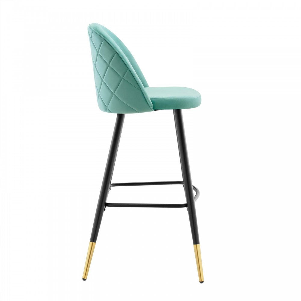 Cordial Performance Velvet Bar Stools - Set of 2, Mint
