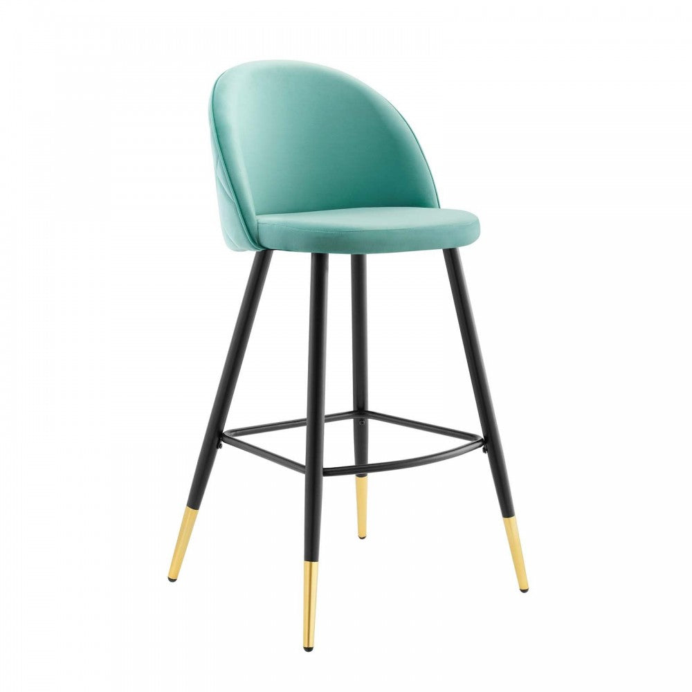 Cordial Performance Velvet Bar Stools - Set of 2, Mint