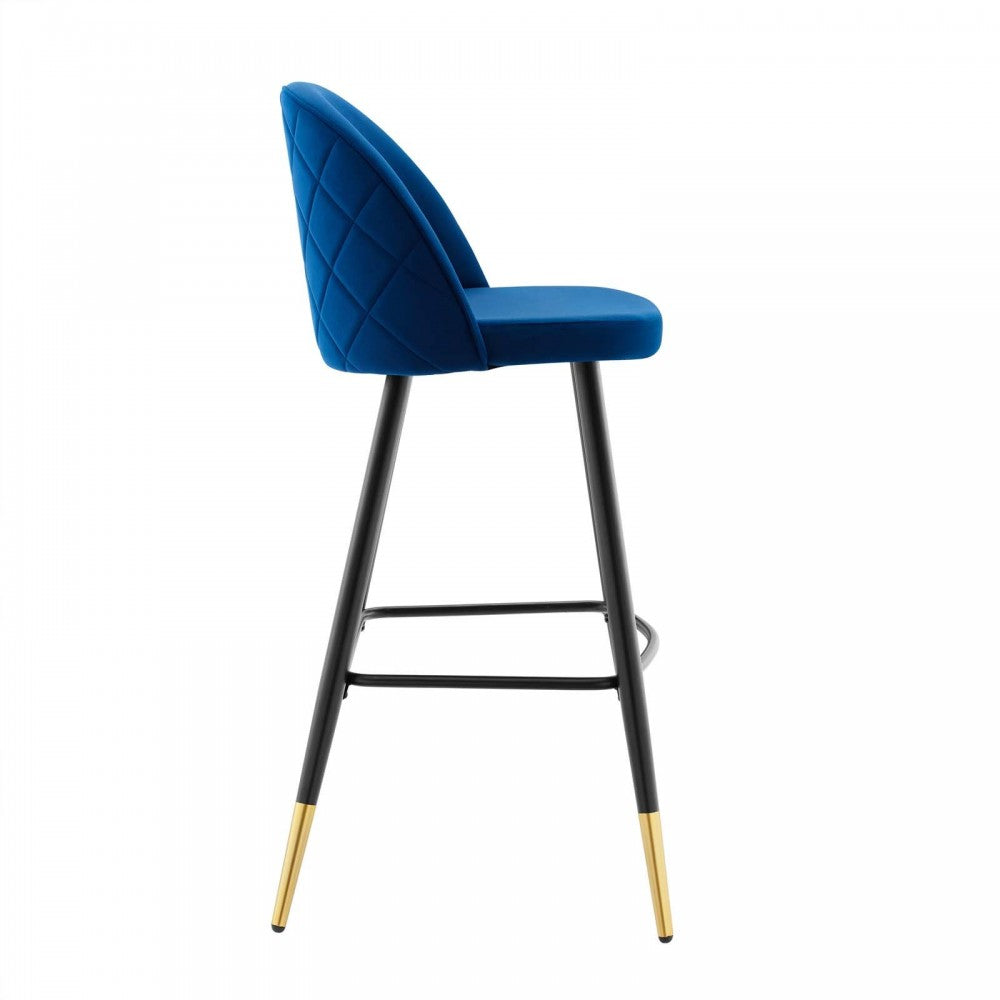 Cordial Performance Velvet Bar Stools - Set of 2, Navy
