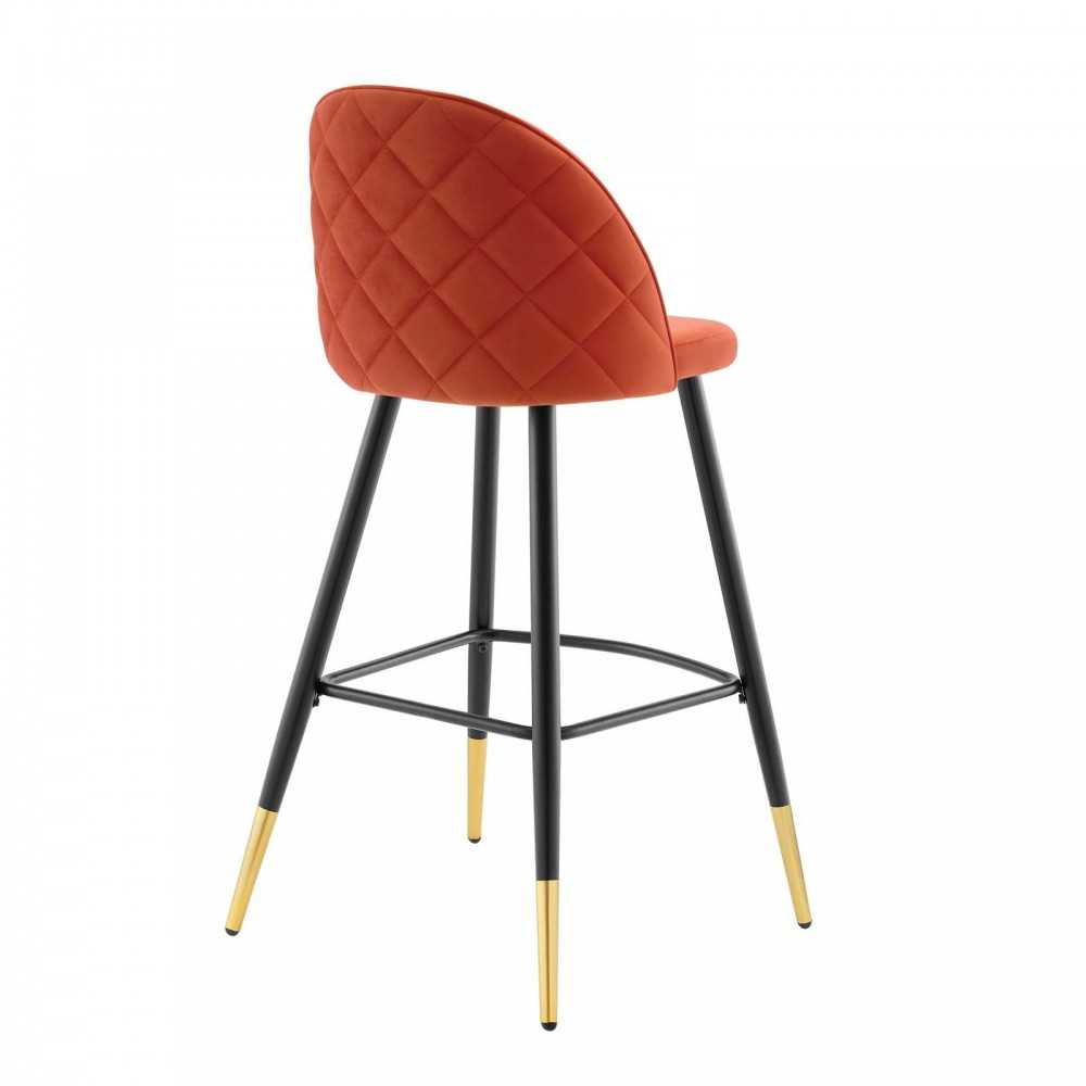 Cordial Performance Velvet Bar Stools - Set of 2, Orange