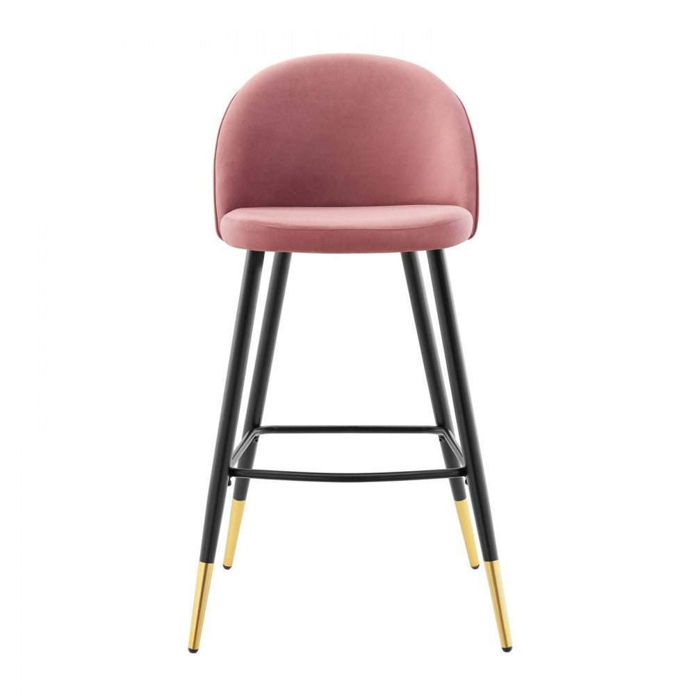 Cordial Performance Velvet Bar Stools - Set of 2, Dusty Rose