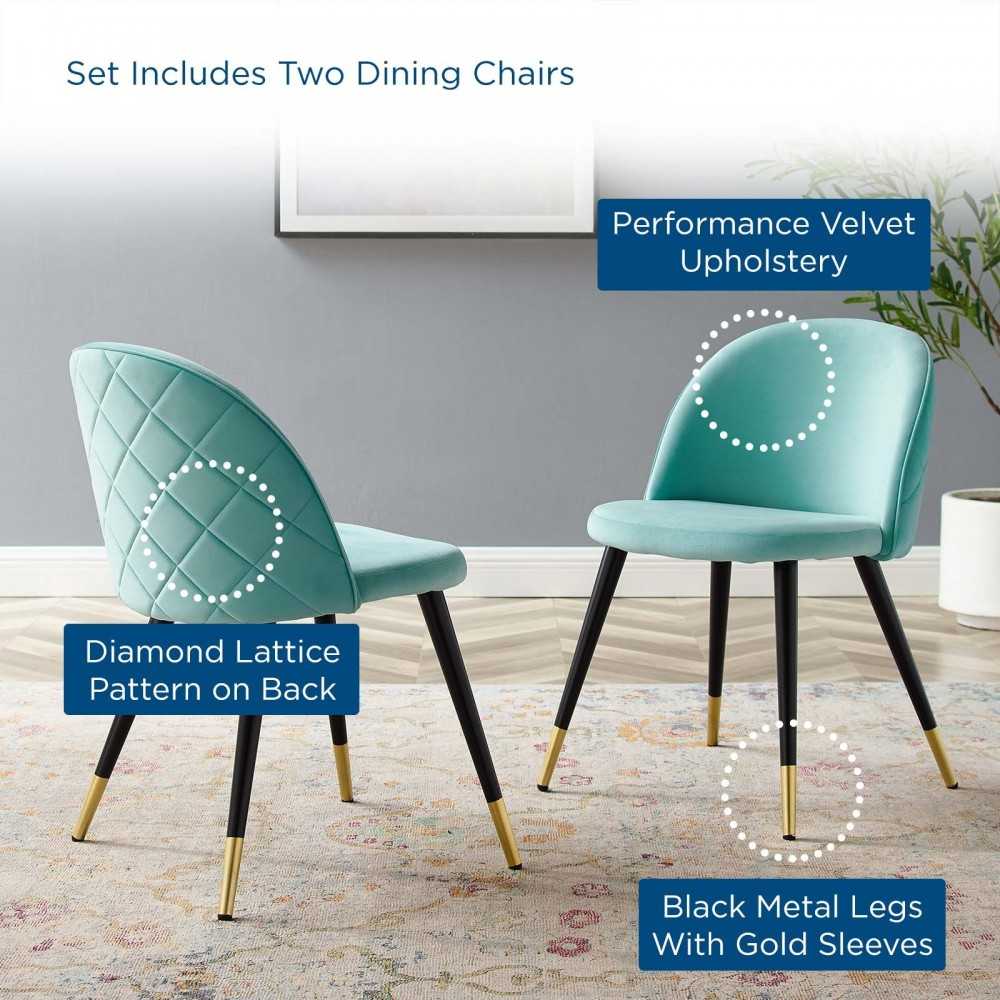 Cordial Performance Velvet Dining Chairs - Set of 2, Mint