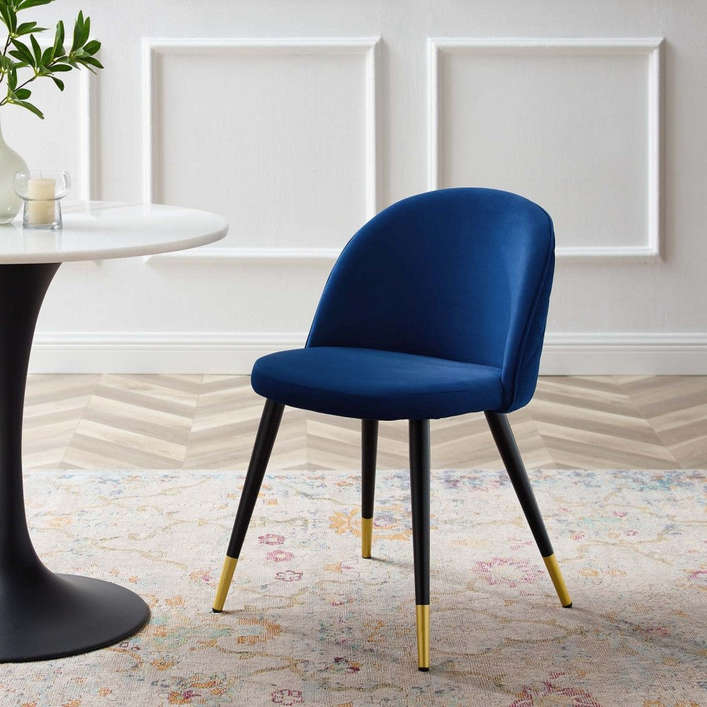 Cordial Performance Velvet Dining Chairs - Set of 2, Navy