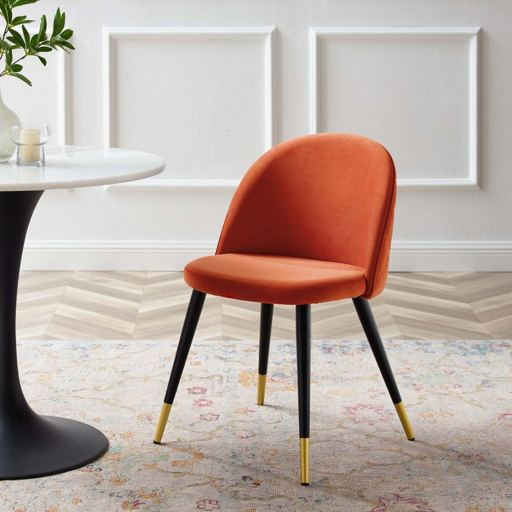 Cordial Performance Velvet Dining Chairs - Set of 2, Orange