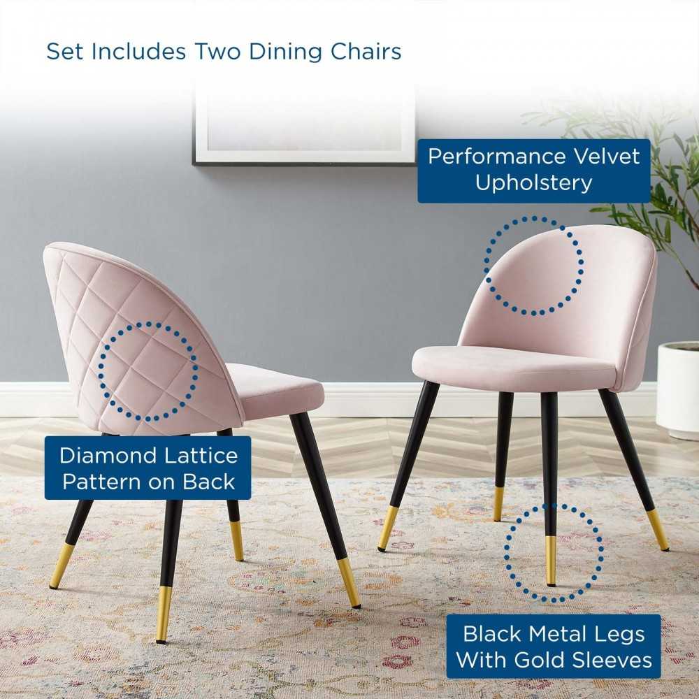 Cordial Performance Velvet Dining Chairs - Set of 2, Pink