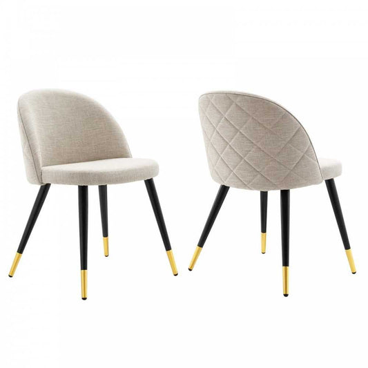 Cordial Upholstered Fabric Dining Chairs - Set of 2, Beige