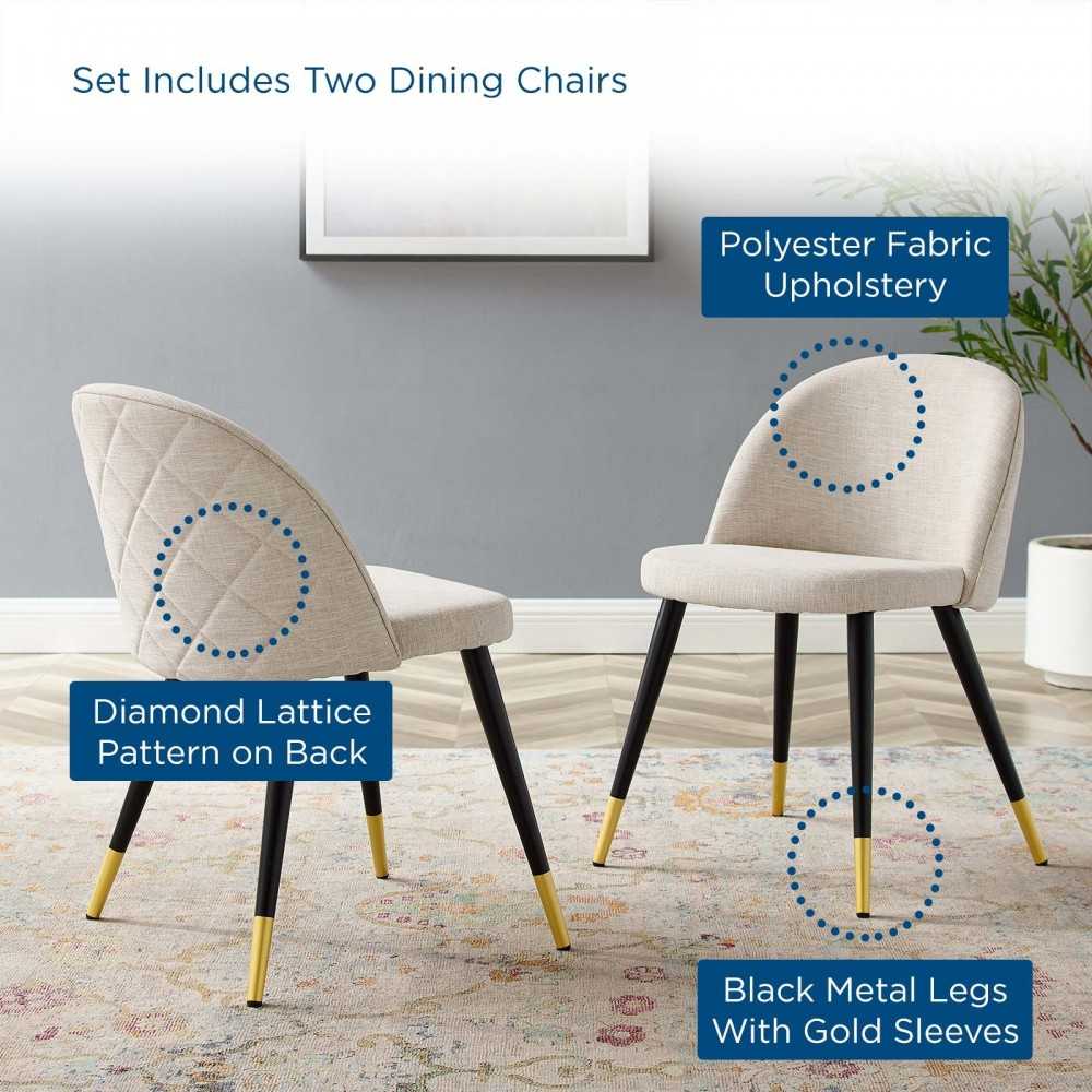 Cordial Upholstered Fabric Dining Chairs - Set of 2, Beige