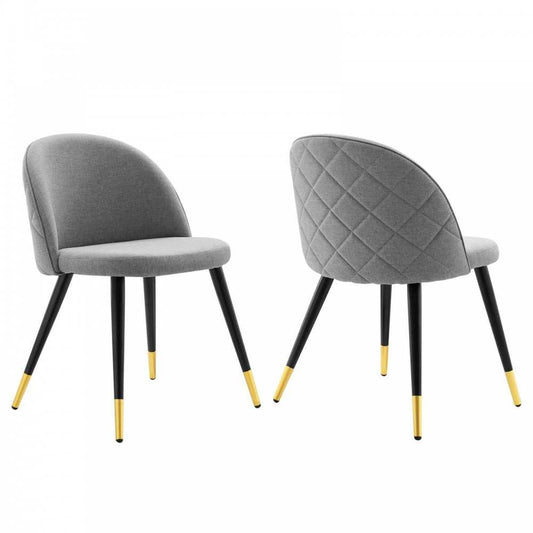 Cordial Upholstered Fabric Dining Chairs - Set of 2, Light Gray