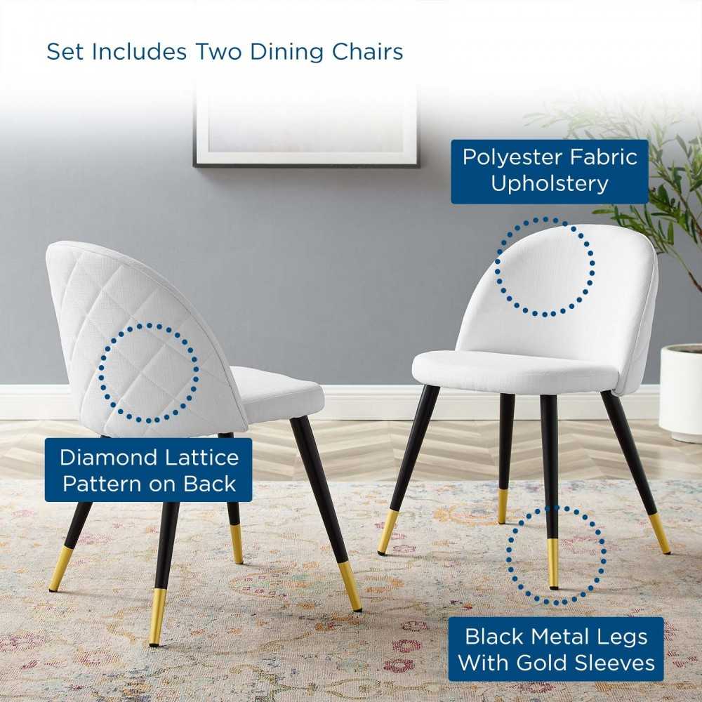 Cordial Upholstered Fabric Dining Chairs - Set of 2, White