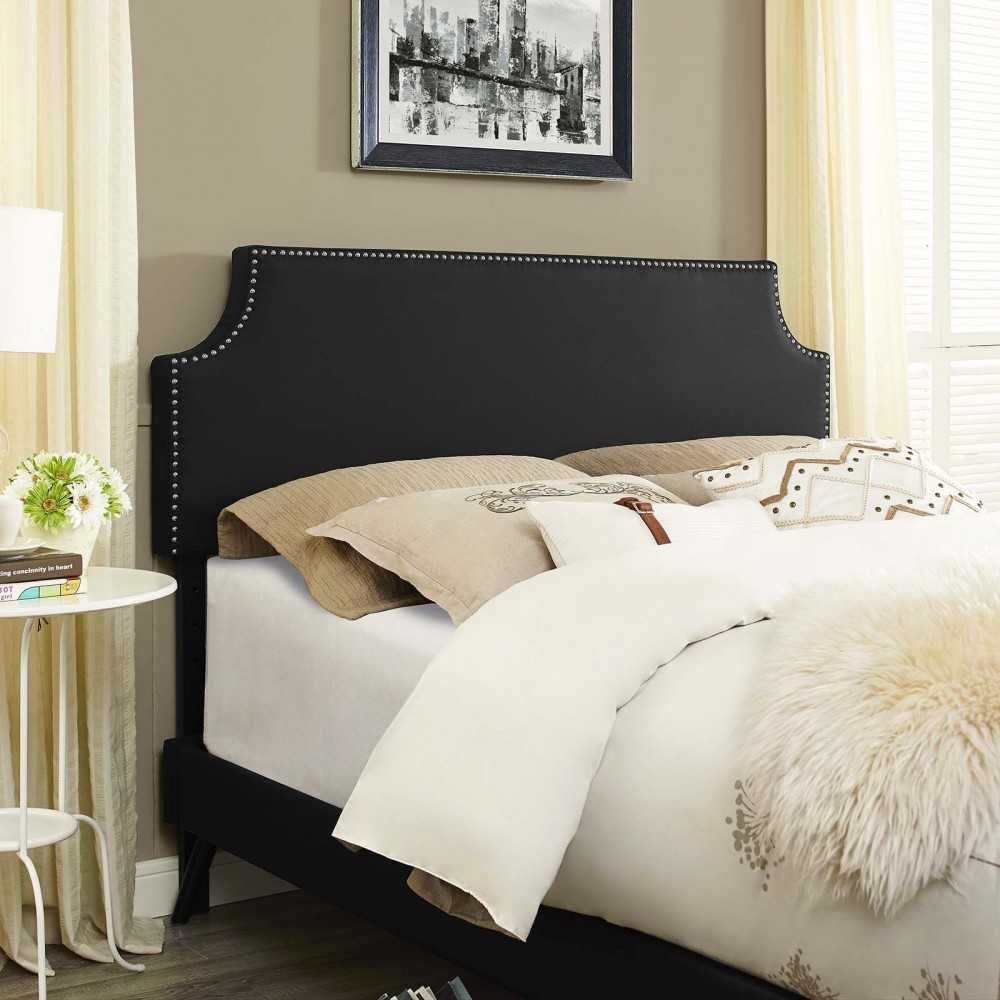 Corene Full Vinyl Platform Bed with Round Splayed Legs, Black