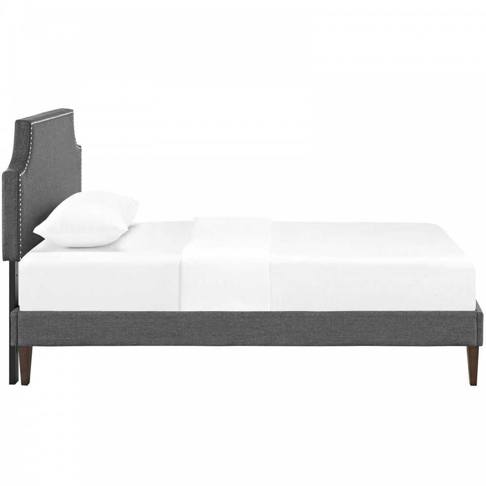 Corene Twin Fabric Platform Bed with Squared Tapered Legs, Gray