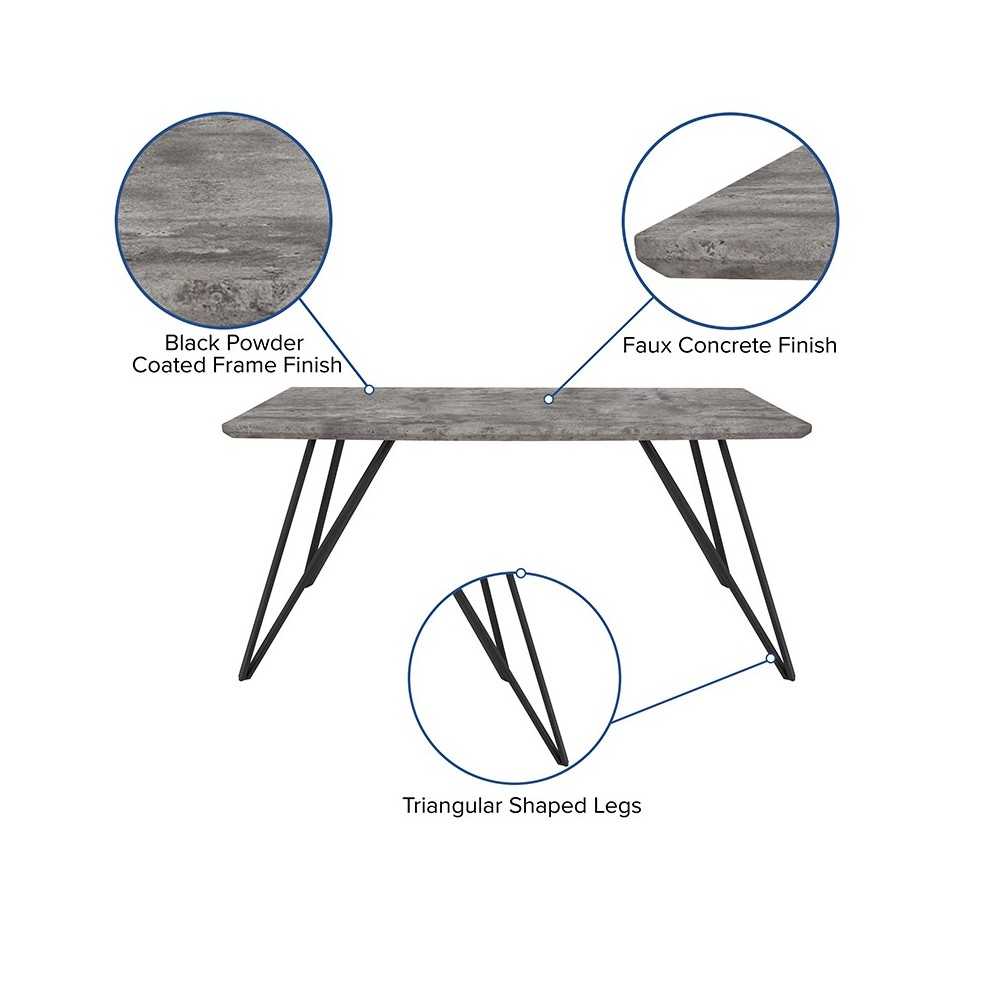 Corinth 31.5" x 63" Rectangular Dining Table in Faux Concrete Finish
