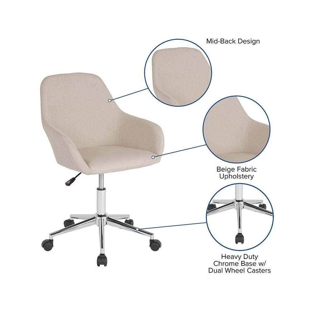Cortana Home and Office Mid-Back Chair in Beige Fabric